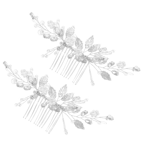 TOYZFRIENDY 2stücke Haarkämme Mit Blättern Aus Kunstperlen Haarschmuck Für Hochzeit Duttkämme Und Seitenkämme Für Braut Haarnadeln Und Kopfschmuck Für Frauen Glitzernde Haarspangen von TOYZFRIENDY