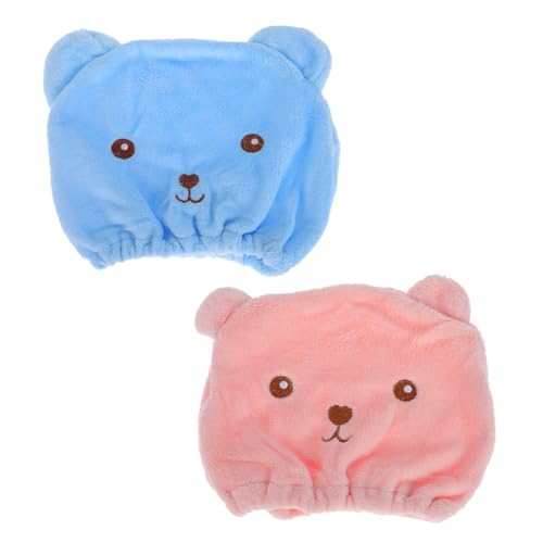 TOYZFRIENDY 2 Stück Cartoon Haarturban Schnelltrocknend Badehaube für Mädchen Saugfähige Dicke Trockenhaube zur Haarschonung und Frizz reduktion für Zuhause und Bad von TOYZFRIENDY