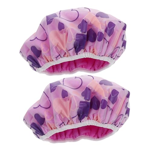 TOYZFRIENDY 2 Stück Duschhaube für Frauen Herzform Wiederverwendbar Leicht Komfortabel Multifunktionale Haarkappe für Langes Haar Zuhause Reisen Spa von TOYZFRIENDY
