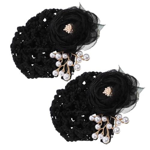TOYZFRIENDY 2 Stück Elegante Haarnetz Haarspangen mit Blumen und Perlen Stoff metall Haarklammern für Dutt Vielseitiger Haarschmuck für Damen Geeignet für Festliche Anlässe und Alltag von TOYZFRIENDY