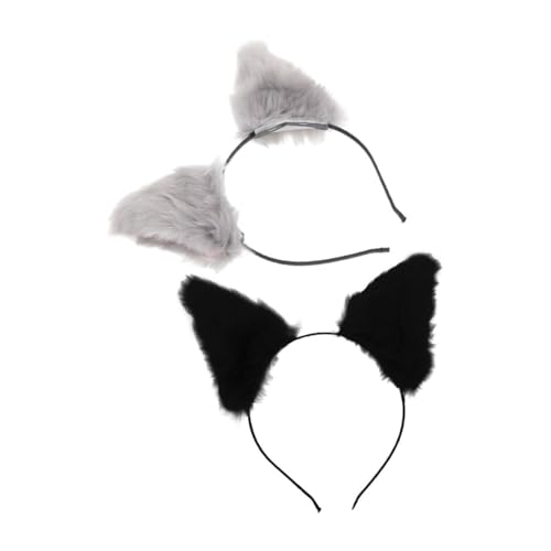 TOYZFRIENDY 2 Stück Flauschiges Katzenohren Stirnband Verstellbarer Haarreif mit Niedlichen Fuchsohren Weiches Kuschelmaterial für Halloween Cosplay Party und Kostümfest von TOYZFRIENDY