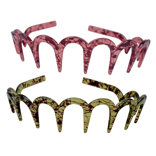 TOYZFRIENDY 2 Stück Gezackte U förmige Haarreifen aus Resin Rutschfeste Haarklammer für Damen Leichter Haarschmuck für Langes Kurzes und Welliges Haar für Sport Make up und Alltag von TOYZFRIENDY
