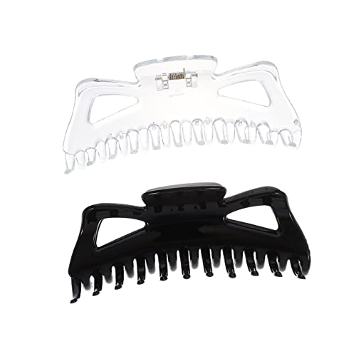 TOYZFRIENDY 2 Stück Große Haarklammer aus Acryl Modische Haarkralle für Damen Sicherer Halt für Bad Makeup und Alltag Schwarz und Transparent Schonend für Haare Stilvoller Haarhalter von TOYZFRIENDY