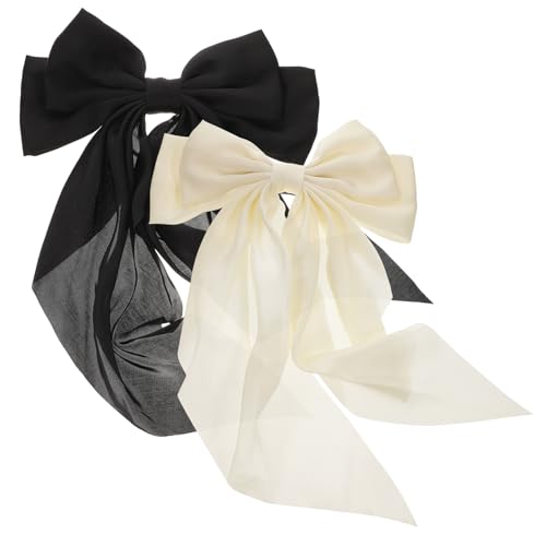 TOYZFRIENDY 2 Stück Große Haarschleifen Clips mit Langem Schwänzchen Modische Haarspangen für Mädchen und Frauen Langlebige Metall Haarklammern Bequeme Haarschleifen für Alltag und Besondere von TOYZFRIENDY