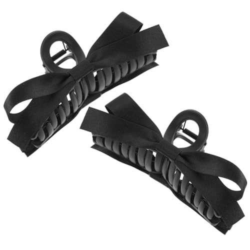 TOYZFRIENDY 2 Stück Große Schwarze Haarspangen mit Beidseitigem Schleifendesign Matte Oberfläche Starke Krallenclips für Dünnes Haar Modische Haar accessoires für Frauen Vielseitig für Alltag von TOYZFRIENDY