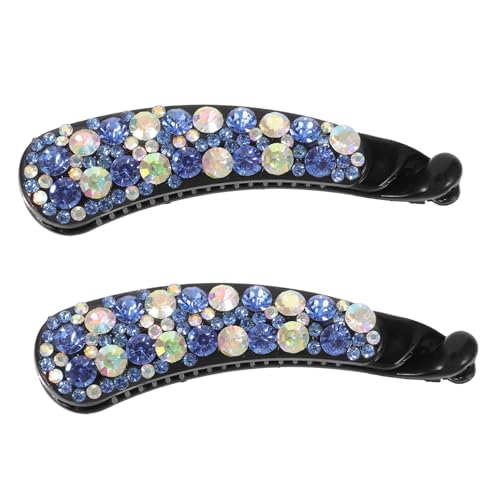 TOYZFRIENDY 2 Stück Große Vintage Bananen Haarspangen mit Strassbesatz Dicke Haarklammern für Damen Komfortabel und Leicht für Ponytail und Elegante Frisuren bei Alltag und Besonderen von TOYZFRIENDY