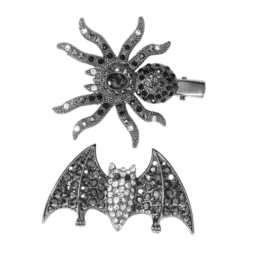 TOYZFRIENDY 2 Stück Haarspangen mit Strasssteinen Halloween Spinnen und Fledermaus Design Vielseitige Haarklammern für Damen für Cosplay Party und Festliche Anlässe von TOYZFRIENDY