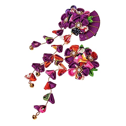 TOYZFRIENDY 2 Stück Japanische Haarnadeln mit Blumen und Fächerdesign Leichte Haarklammern für Damen Eleganter Haarschmuck für Kimono Hochzeit Party und Fotoshooting von TOYZFRIENDY