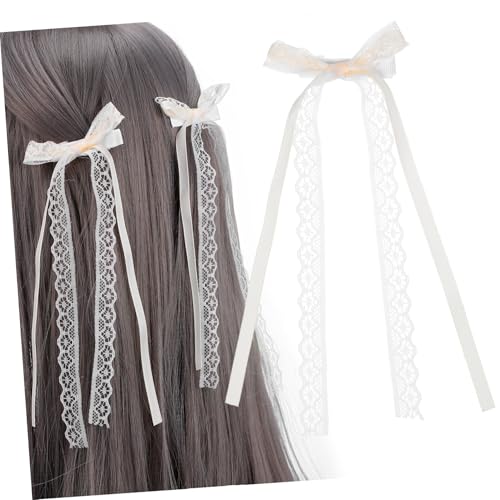 TOYZFRIENDY 2 Stück Lace Haarschleifen Cremeweiß Spitzen Schleifen Haarklammern für Mädchen Frauen Leichte Bruchsichere Haarspangen Modischer Haarschmuck für Alltag Party Hochzeit und von TOYZFRIENDY