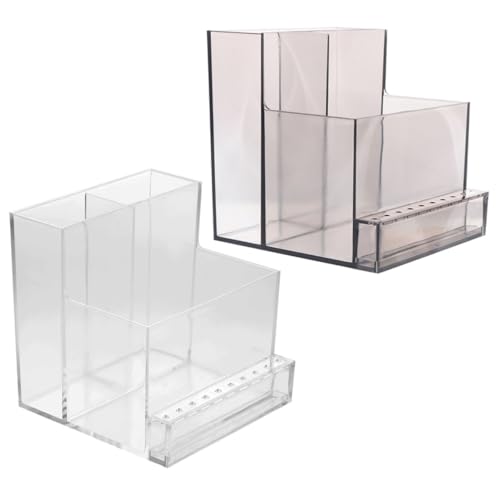 TOYZFRIENDY 2 Stück Nail Drill Bits Organizer Box Teilig Transparent und Schwarz Nagelpolierer Halter Nagelkunst Aufbewahrungsbox mit Reihen für Maniküre und DIY Nageltraining von TOYZFRIENDY