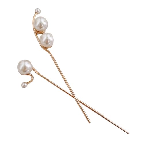 TOYZFRIENDY 2 Stück Perlen Haarnadeln Metall Haarschmuck für Damen Braut Frisuren Hochzeits Haarklammern Elegant Vintage Haarstäbe für Dutt Zopf und Alltag von TOYZFRIENDY