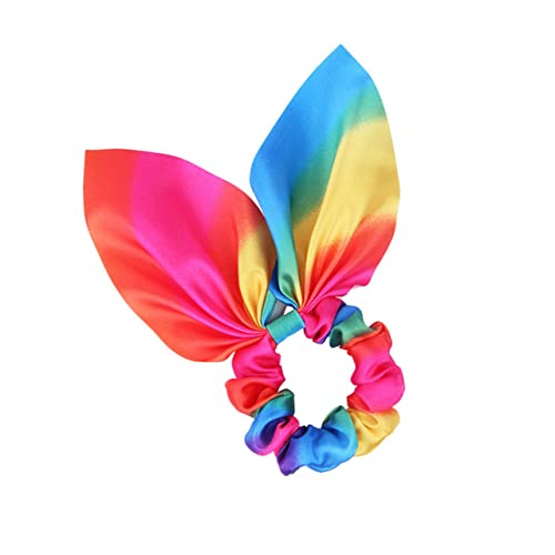 TOYZFRIENDY 2 Stück Regenbogen Hase Ohr Haargummi mit Quaste Süßer Haarschmuck für Mädchen Damen Elastisches Haarband für festen Sitz und Modisches Styling bei Alltag und Besonderen Anlässen von TOYZFRIENDY