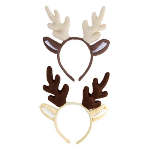 TOYZFRIENDY 2 Stück Rentier Geweih Stirnband Weihnachts Party Haarreifen Fasching Rehgeweih Kopfschmuck Leicht und Komfortabel für Damen von TOYZFRIENDY
