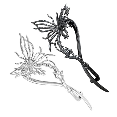 TOYZFRIENDY 2 Stück Schmetterling Haarspange Damen Haarklammern Elegant Design Modisches Haarschmuck accessoire für Hochzeit Party Alltag Passend für Verschiedene Frisuren Silber und Gunmetal von TOYZFRIENDY
