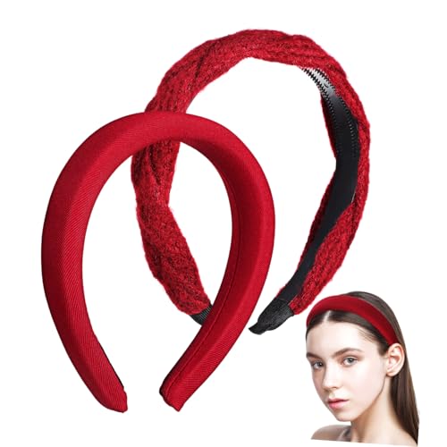 TOYZFRIENDY 2 Stück Teiliges Dehnbare Retro Stirnbänder mit Geflochtenem und Schlichtem Design Vielseitig für Damen Modische Haarbänder für Alltag Party und Make Up Styling von TOYZFRIENDY