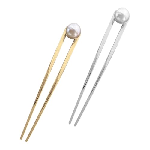 TOYZFRIENDY 2 Stück Teiliges Haarnadel Perlen Langlebige U förmige Haarnadeln für Dutt Stabile in Gold und Silber Elegante Updo haar accessoires für Frauen und Teenager von TOYZFRIENDY