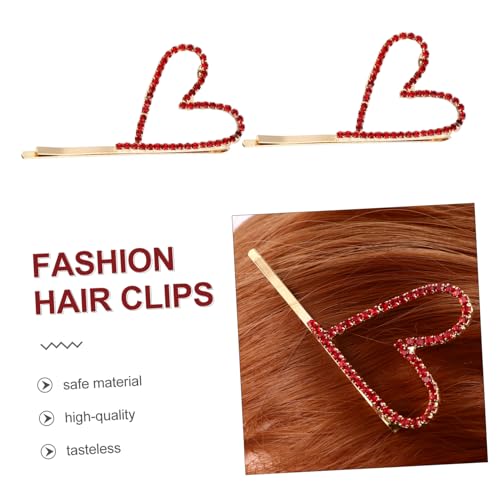 TOYZFRIENDY 2 Stück Teiliges Herzförmige Haarklammern aus Legierung mit Roten Strasssteinen Langlebige Haarspangen für Mädchen Eleganter Haarschmuck mit Sicherem Griff Modische Accessoires von TOYZFRIENDY