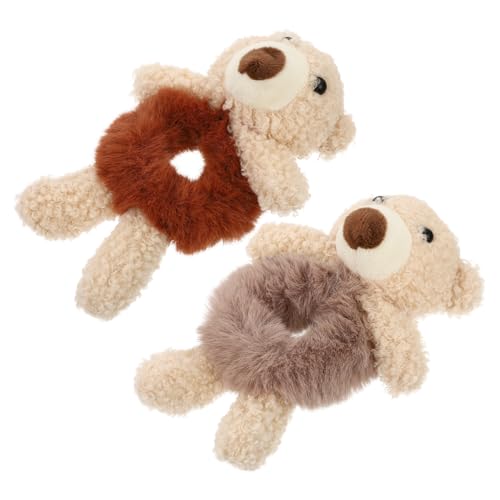 TOYZFRIENDY 2 Stück Teiliges Plüsch Bären Haargummis Weiche Haarschleifen für Mädchen und Frauen Hautfreundlich und Vielseitig Einsetzbar für Alltag und Festliche Anlässe von TOYZFRIENDY
