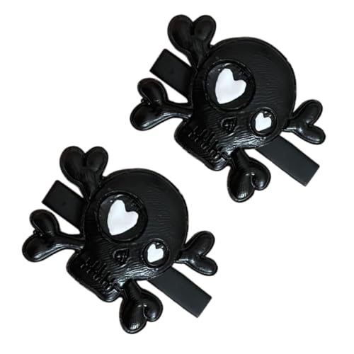 TOYZFRIENDY 2 Stück Teiliges Punk Schädel Haarclip Halloween Haarnadel Skelett Haarklammer für Damen Cosplay Party Zubehör Schwarz Modisch Leicht Tragbar von TOYZFRIENDY
