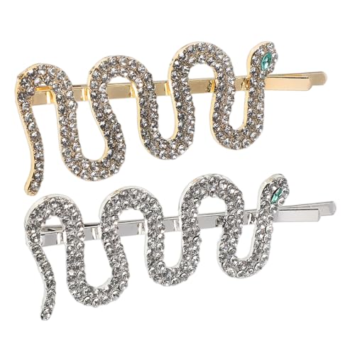 TOYZFRIENDY 2 Stück Teiliges Schimmernde Damen Haarklammern aus Metall mit Weißen Strasssteinen Modischer Schlangenförmiger Haarschmuck in Gold und Silber für Festliche Anlässe und von TOYZFRIENDY