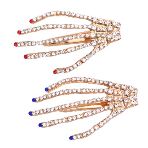 TOYZFRIENDY 2 Stück Teiliges Skelett Hand Haarspangen Halloween Haarschmuck Punk Stil Claw Clip Rot Blau für Frauen und Mädchen Modische Haarnadeln Auffälliges Kopfaccessoire von TOYZFRIENDY