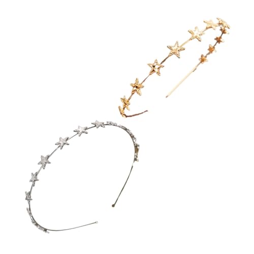 TOYZFRIENDY 2 Stück Teiliges Stern Haarreif aus Legierung Filigrane Mädchen Haarschmuck Glänzendes Party Accessoire für Damen und Geeignet für Kostüm und Weihnachtsfeiern von TOYZFRIENDY