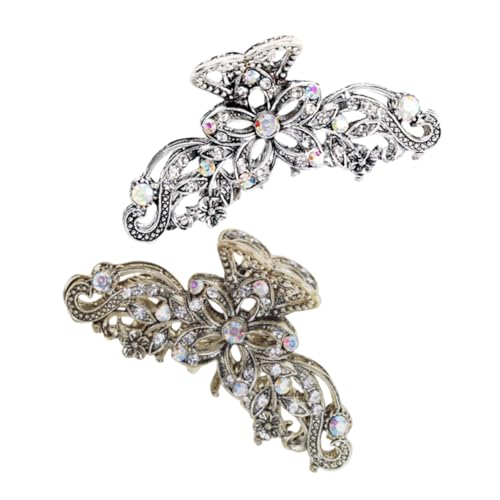 TOYZFRIENDY 2 Stück Teiliges Vintage Haarklammern mit Funkelnden Strasssteinen Rutschfestes Metallhaarspangen mit Floraler Robuste Haarklammer für Damen und Mädchen Vielseitig für Alltag von TOYZFRIENDY