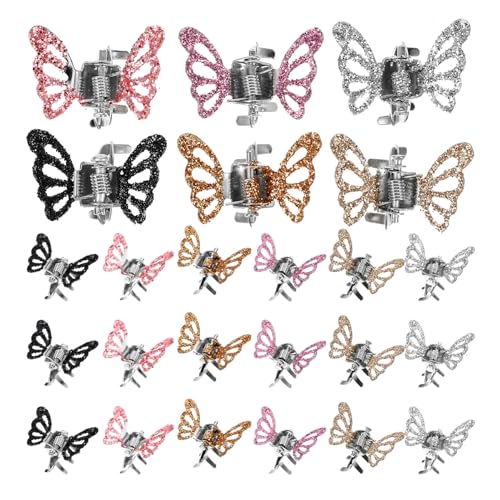 TOYZFRIENDY 24 Stück Teiliges Glitzernde Schmetterling Haarspangen für Mädchen Leuchtende Haarklammern Dekorative Bunte Haarschmuck Clips für Geburtstag Party und Festtagsmode von TOYZFRIENDY