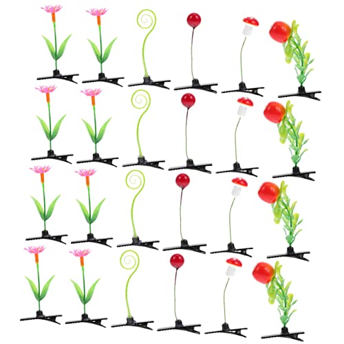 TOYZFRIENDY 24 Stück Teiliges Kleine Haarklammern mit Pflanzenmotiv Bunte Haarspangen für Mädchen Niedliche Haaraccessoires Robuste Haarnadeln für Alltag Geburtstag und Cosplay von TOYZFRIENDY