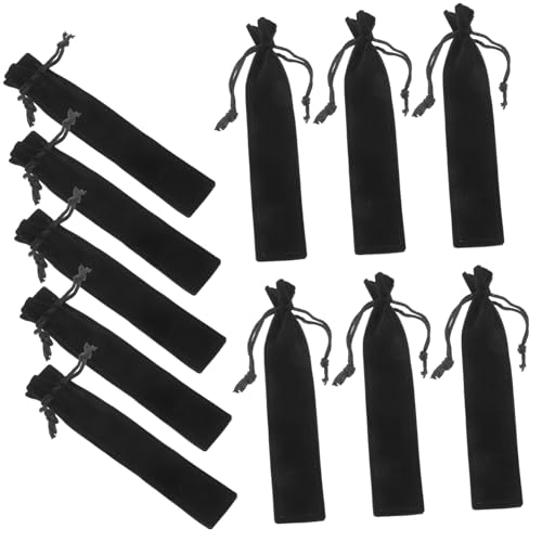 TOYZFRIENDY 25 Stück Teiliges Federmäppchen aus Schwarzem Flanell Leichter Stiftebeutel mit Zugverschluss Vielseitige Stifthülle zur Aufbewahrung für Schule Büro Zuhause Geeignet von TOYZFRIENDY