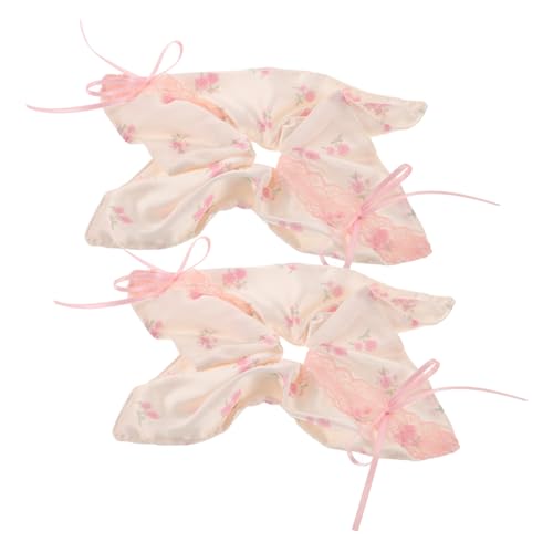 TOYZFRIENDY 2St Haargummi aus Spitze Haarschmuck für Frauen Haargummis aus Satin Hochzeit Haargummis Satin Haargummis Haar Schmuck weiche Haargummis mit Blumenmuster rosa Haargummis Satin tuch von TOYZFRIENDY