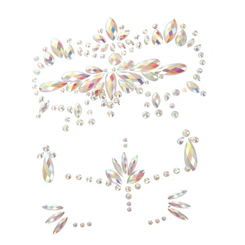 TOYZFRIENDY 3 Blätter Leuchtende Gesicht Tattoos Sticker mit Strasssteinen Selbstklebend Nachtleuchtende Edelsteine für Halloween Festival Einfache Anwendung Hautfreundlich für Party Make up von TOYZFRIENDY