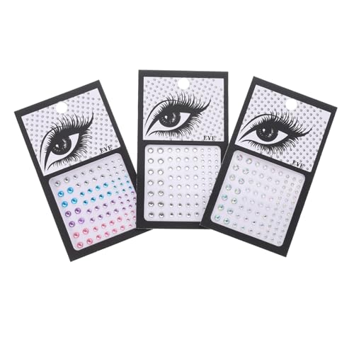 TOYZFRIENDY 3 Sätze Selbstklebende Augenwinkel Edelstein Aufkleber Gesichtsglitzer Schmucksteine für Make up Festival Halloween Party Cosplay Weiß Ab schimmer Farben Gesichtsglanz von TOYZFRIENDY