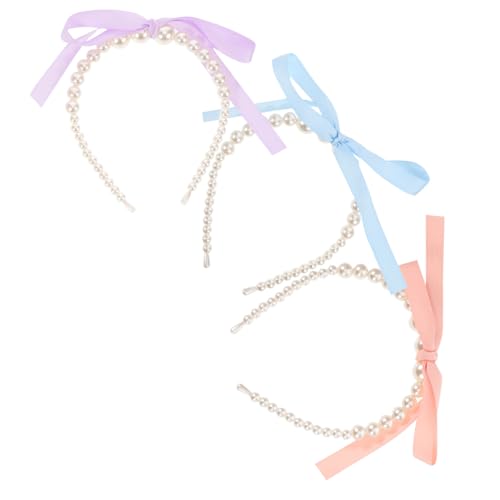 TOYZFRIENDY 3 Stück Haarschleifen-stirnbänder mit Perlenbesatz Modische Schleifen-haarreifen aus Feinem Band Stilvolle Haarschmuck-accessoires für Frauen und Mädchen bei Fotoshootings Feiern von TOYZFRIENDY