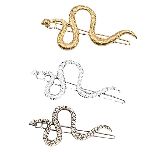TOYZFRIENDY 3 Stück Schlangen Haarklammern Damen Kreative Haarspangen Gold Silber und Antik Langlebige Haarschmuck Clips für Festes Halten und Vielseitige Frisuren von TOYZFRIENDY