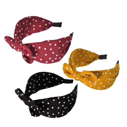 TOYZFRIENDY 3 Stück Süße Knot Stirnbänder mit Breiten Hasenohren Haarschmuck Bänder für Damen und Mädchen Rutschfest Leicht Komfortabel für Partys und Alltag Gelb Rot Schwarz von TOYZFRIENDY