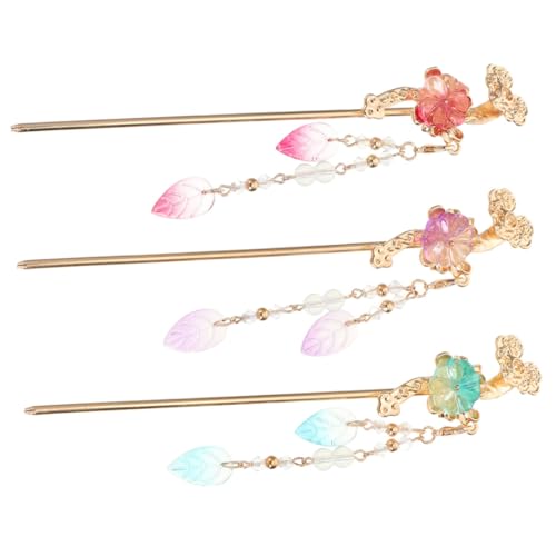 TOYZFRIENDY 3 Stück Teiliges Chinesische Haarstäbchen mit Antiken Blumenmotiven Haarnadeln für Damen Elegante Haarspangen für Brötchen Geeignet für Hochzeit Alltag und Festliche Anlässe von TOYZFRIENDY