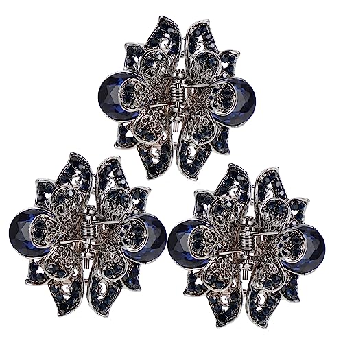 TOYZFRIENDY 3 Stück Teiliges Hohle Haarklammern aus Zinklegierung Dekorative Haarspangen für Frauen Langlebige Krallenclips für Bad Make Up und Alltag Blaues Blumenmuster von TOYZFRIENDY