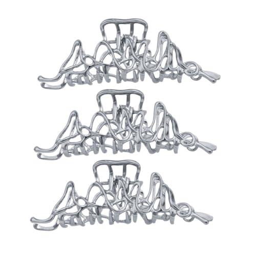 TOYZFRIENDY 3 Stück Teiliges Metall Haarklammern Shark Hairpin Design Rutschfeste Haarspangen für Damen Unregelmäßige Haarklammer für Styling und Haarschmuck Silberfarbene Haarclips für von TOYZFRIENDY