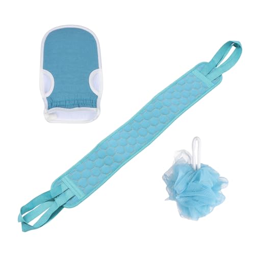 TOYZFRIENDY 3 Stück Teiliges Peeling badetuch mit Langem Band Sanfte Rückenreinigung und Massage Strapazierfähiges Material für Damen und Herren Fördert Durchblutung und Hautelastizität von TOYZFRIENDY