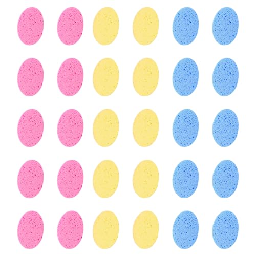 TOYZFRIENDY 30 Stück Gesichtsreinigungsschwämme aus Zellulose Wiederverwendbar Sanftes Peeling und Make up Entferner Porentiefe Reinigung Hautschonend Farben Verschiedene von TOYZFRIENDY