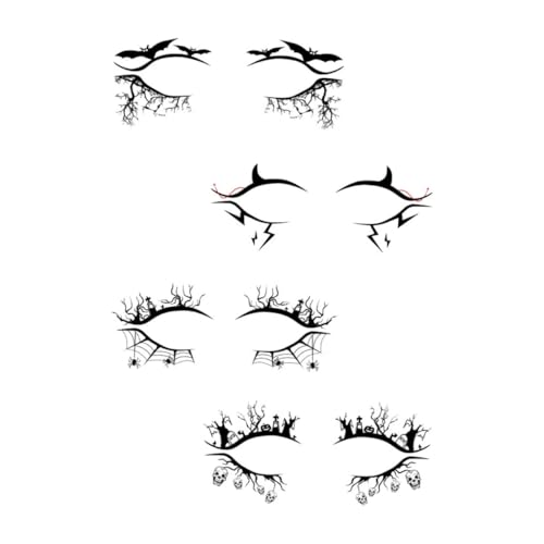 TOYZFRIENDY 4 Paare Halloween Eyeliner Aufkleber Selbstklebende Augen Make Up Sticker Horror Motiv für Party und Kostüm Einfach Anzubringen Langanhaltend für Halloween und Fasching von TOYZFRIENDY