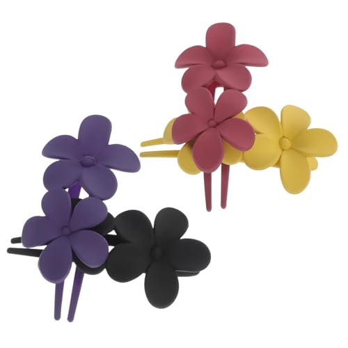 TOYZFRIENDY 4 Stck Große Blumen Haarklammern für Frauen Dekorative Sichere Haarklammern in Violett Schwarz und Senfgelb Geeignet für Dickes Haar und Verschiedene Frisuren Langlebiges von TOYZFRIENDY