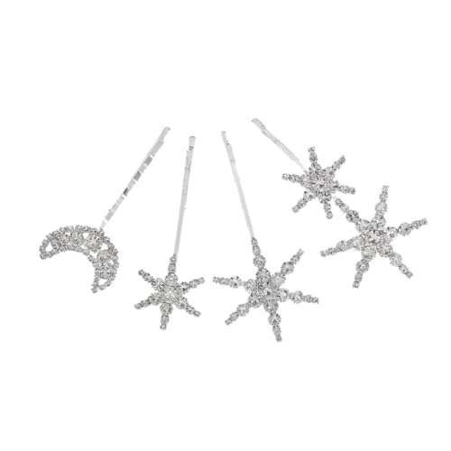 TOYZFRIENDY 4 Stück Haarklammern mit Funkelnden Strasssteinen Teiliges Kreative Haarschmuck Accessoires für Frauen und Mädchen Hitzebeständig Passend für Langes und Kurzes Haar Silberfarben von TOYZFRIENDY