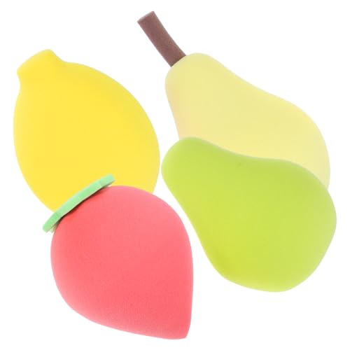 TOYZFRIENDY 4 Stück Make up Schwämme für Frauen Flexible Make up Schwämme Niedliche Früchte designs Birne Avocado Erdbeere Zitrone für Flüssige Foundation Puder Concealer Vielseitige von TOYZFRIENDY