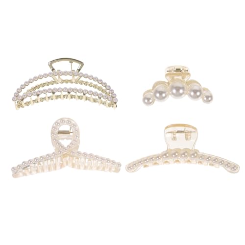 TOYZFRIENDY 4 Stück Perlen Haarklammern für Frauen und Mädchen Große Krallenclips für Sicheres Halten Modisches Haarschmuck Geeignet für Alltag Waschen und Make up Stilvolle Haarspangen von TOYZFRIENDY