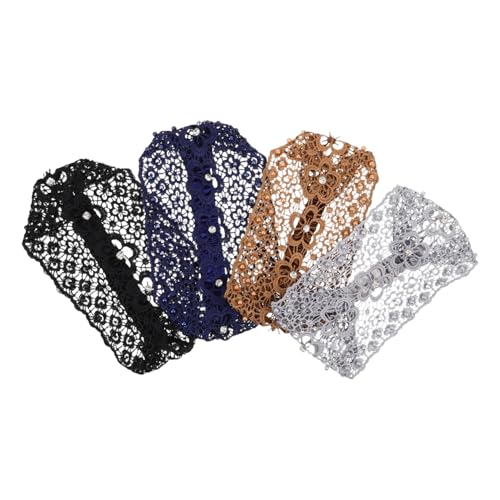 TOYZFRIENDY 4 Stück Spitzen Haarbänder mit Hohlen Perlenbesatz Bequeme Damen Haarreifen für Alltag Party und Stilvolles Abdecken Grauer Haare von TOYZFRIENDY