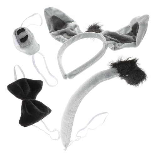 TOYZFRIENDY 4 Stück Teiliges Donkey Kostüm für Weiches Esel Ohren Stirnband mit Nase Fliege und Hautfreundlich Bequem für Halloween und Tierkostüm Partys von TOYZFRIENDY