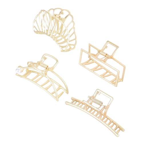 TOYZFRIENDY 4 Stück Teiliges Goldene Metall Haarklammern für Frauen Sanfte Haarhaltung schadfrei Modische Haarkrallen für Dusche Alltag und Besondere Anlässe Vielseitiges Damen Haar von TOYZFRIENDY