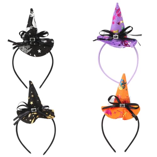 TOYZFRIENDY 4 Stück Teiliges Halloween Hexen Haarreif Leichter und Bequemer Kopfschmuck mit Detailreichem Hexenhut Design Modische Haarbänder als Party und Kostüm Accessoires für Frauen für von TOYZFRIENDY
